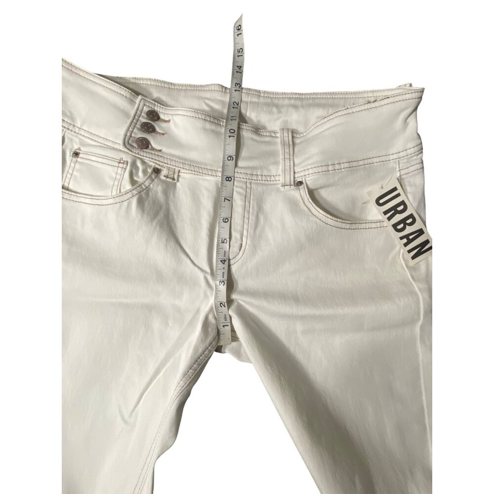 BDG Y2K Urban Outfitters Womens High-Rise  Belted Bootcut 32” Waist Jeans  White - Picture 2 of 10